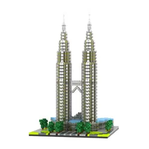 مجموعة لعبة قطع البناء التوائمة من سلسلة برج التوائم بيتروناس للبيع بالجملة من المصنع لعبة قطع بناء ثلاثية الأبعاد لقوالب ليجو