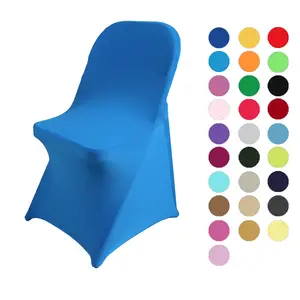 Housses de chaise pliante en Spandex bleu, couvre-chaise ajusté élastique