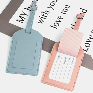 Etiqueta de Equipaje de Cuero PU con Tapa Abatible, para Maletas de Avión, con Logotipo Personalizado en Relieve, Etiquetado de Información, Etiqueta de Viaje - Product Image 1