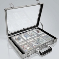 Vitrine de présentation pour cartes de collection 16*12 pouces en aluminium, verrouillable et avec poignée, portable pour objets de collection, cartes sportives gradées, TCG, artisanat