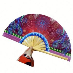 High Quality 33Cm Promotional Custom Printed Souvenir Rave Bamboo Kungfu <b>Fan</b> Polyester Men Fabric <b>Folding</b> <b>Hand</b> <b>Fans</b> - Product Image 6