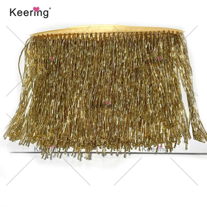 Keering 15 cm di larghezza splendido raso di vetro pesante perline nappe Trim frangia di pizzo per accessori fai da te nastro da ballo tessile per la casa - Product Image 5