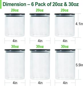 12 Piece High Borosilicate Glass Food Spice Storage Jar Container Set <b>with</b> Black Bamboo <b>Lids</b> - Product Image 3