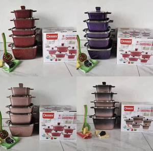Ensemble de casseroles en aluminium de luxe 19 pièces, design carré, revêtement granit violet, rouge, noir, avec ensemble d'ustensiles de cuisine 9 pièces - Product Image 5