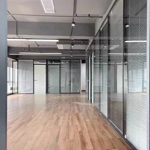 Conception moderne de salle de réunion de bureau en aluminium insonorisé démontable séparation de séparation décoration de bureau système de séparation en verre