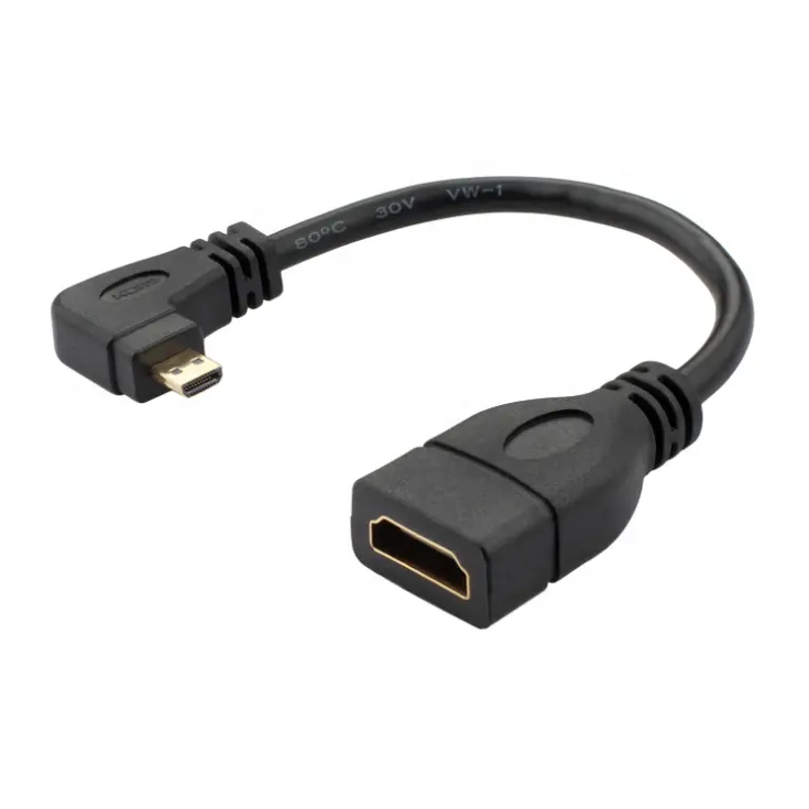 ULT-unite Right Angle Micro HDMI Male To HDMI Female Adapter Cable For Camera Camcorder