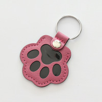 Porte-clés personnalisé en cuir PU découpé au laser pour collection de poils d'animaux, souvenir de patte de chat