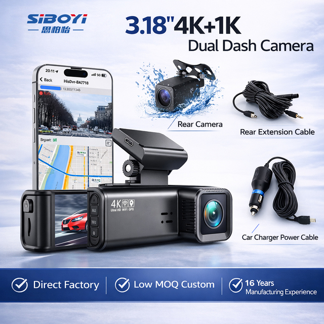 4K 1080P Car Dash Camera Dual Lens 5GHz WIFI ADAS GPS Night Vision G Sensor Parking Monitor Wide Angle Super Video Recorder