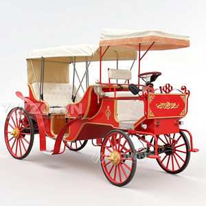 Carruaje Eléctrico Clásico Rojo de 4 Ruedas y 4-6 Asientos con Toldo para Turismo - Product Image 1