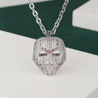 Nouveau Collier Hip Hop Masque d'Halloween Grimace Glacée pour Hommes et Femmes, Pendentif Rapper, Bijoux Zirconium Iced Out