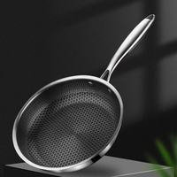 Wajan Goreng Anti Lengket Profesional Berbahan Stainless Steel Model Sarang Lebah dengan Gagang Baja Kuat