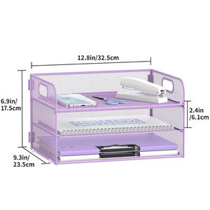 Organizzatore <span class=keywords><strong>da</strong></span> <span class=keywords><strong>scrivania</strong></span> in rete metallica a 4 livelli più venduto con maniglia, vassoio porta lettere e porta documenti - Product Image 1