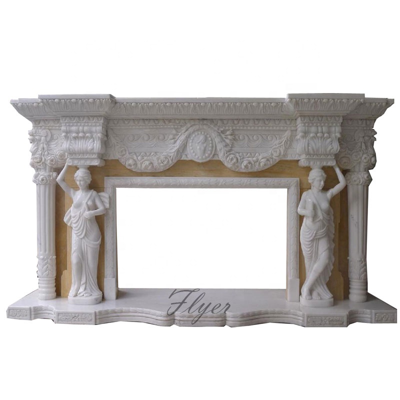 Мраморный камень, Женская фигурка, скульптура, камин, мраморная каминная полка, мраморный камин, объемный камин