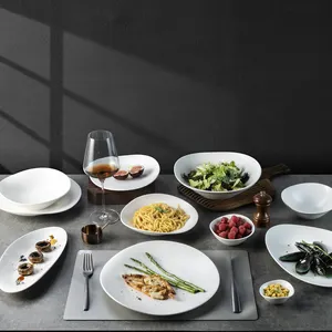 YAYU New Upscale Luxury Utensils Japanese Ceramic Matte White Irregular Sushi Dinner Dish Sets Plates Crockery