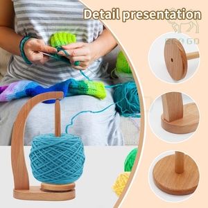 Support de rangement et distributeur de pelotes de fil en bois pour le tricot à domicile, avec logo personnalisé, idéal pour le crochet, la broderie et les outils de couture - Product Image 1