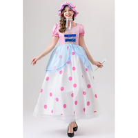 Costumes d'Halloween pour adultes, personnages de dessins animés, princesse à pois roses, Costumes Cosplay, bergère