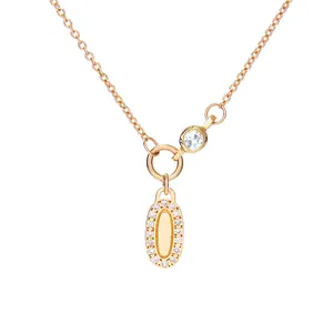 Hot selling 18k gold plated 925 sterling silver diamond oval tag necklace import silver jewelry