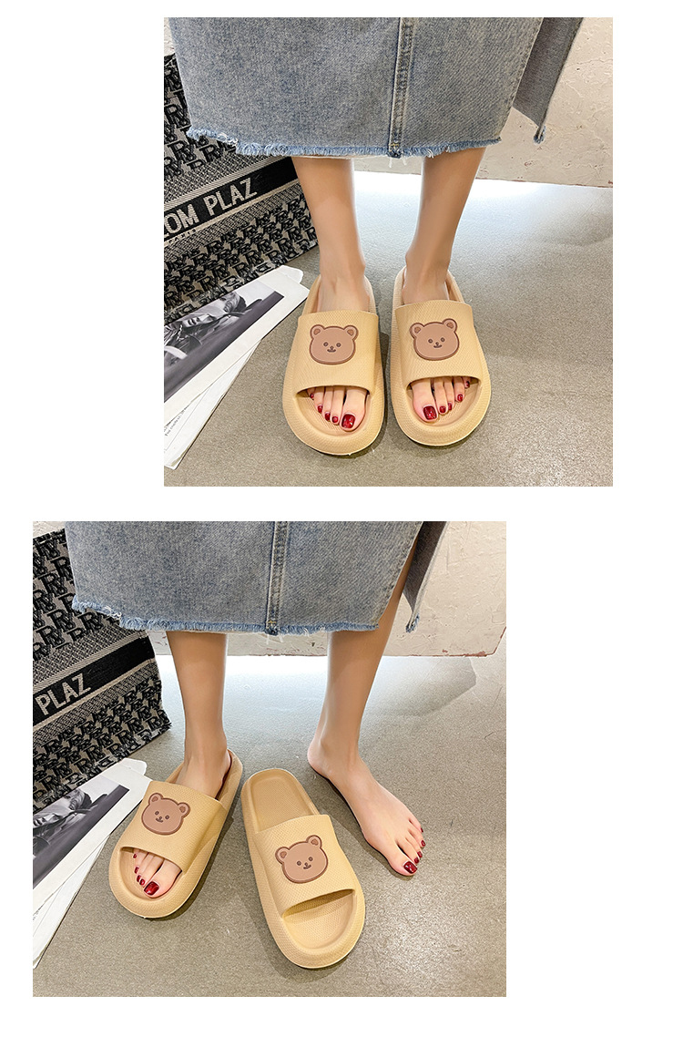 Love Bear Summer Slippers Women Indoor Home Non-slip Bathroom Soft Slides Slippers