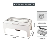 Chauffe-Plats Rectangulaire Hydraulique en Acier Inoxydable Blanc et Noir 9L pour Buffets, Réchaud de Buffet pour Hôtels et Banquets de Mariage