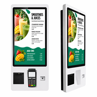 Kiosque de commande à écran tactile capacitif mural pour intérieur, machine de paiement en libre-service avec scanner et imprimante de reçus