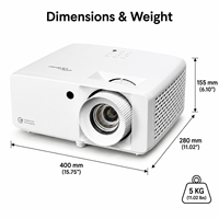 Salle de cinéma à domicile Optoma JEV9012 Projecteur laser 4K UHD 4500 lumens avec HIFI intégré et DLP 3D