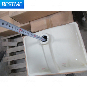 Lavabo en céramique rectangulaire moderne BESME à encastrer pour hôtel, salle de bain, toilettes - Product Image 6