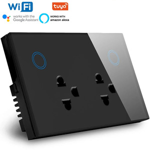 WIFI สมาร์ท <span class=keywords><strong>Tuya</strong></span> US ซ็อกเก็ต 10A แผงสัมผัสกระจกประเทศไทยเต้ารับคู่รีโมทคอนโทรลเสียง Smartlife APP Alexa Google หน้าแรก - Product Image 2