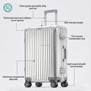 Valigia da Cabina 20 Pollici in Alluminio, Bagaglio a Mano Leggero con Trolley in Metallo per Compagnie Aeree - Product Image 3