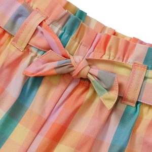 FOXA Pantalones cortos a cuadros para niñas, cintura alta, detalle de lazo, ajuste regular - Product Image 2