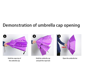 Chapeau parapluie pour la tête, protection solaire et pluie, diamètre 52-75 cm, en nylon, ouverture manuelle, pliable, pour agriculteurs - Product Image 6
