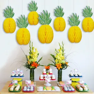 Abacaxi de papel para decoração de festa, bolas de colmeia de abacaxi de papel para temático havaiano tropical