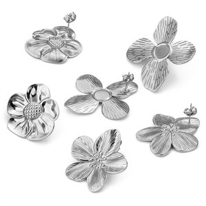 Boucles d'oreilles grandes fleurs en acier inoxydable plaqué or 14 carats, style bohème élégant et original, résistantes à l'eau, pour femmes, vente en gros, ne ternissent pas - Product Image 3