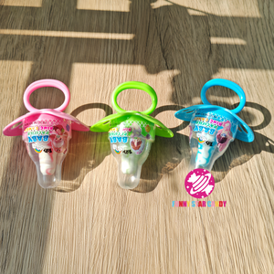 Fournisseur personnalisé Golosinas drôle bébé sucette anneau bonbons sucrés assortis <span class=keywords><strong>saveur</strong></span> de fruits mamelon jouet bonbons - Product Image 5