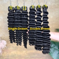 Ekstensi Rambut Mentah Kamboja Deep Wave 12a Grosir, 100% Rambut Asli Burma dengan Kutikula Tertata Rapi, Alami Tanpa Rontok