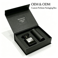 Boîte à parfum de luxe à fermeture magnétique, noire, rigide, avec logo personnalisé, emballage de parfum haut de gamme pour flacon de 50 ml, vente en gros OEM
