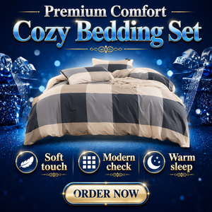 Set Sprei Kasur dari Kain Mikrofiber Plaid yang Nyaman dan Dapat Dicuci, Bermotif Kotak-kotak untuk Kamar Tidur Keluarga - Product Image 3