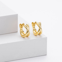 Boucles d'oreilles créoles en argent sterling S925 poli, tendance, pour femmes, minimalistes, géométriques, petites boucles d'oreilles huggie, bijoux
