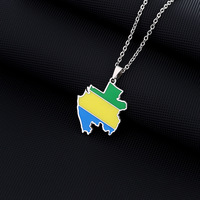 2025 vente en gros Logo personnalisé métal acier inoxydable drapeau du Gabon carte collier