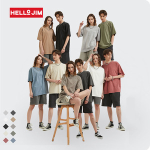 Vente en gros 250g T-shirt unisexe uni 100% coton à épaules tombantes Streetwear coupe ample multicolore pour hommes basique surdimensionné pour hommes - Product Image 1