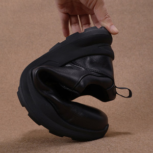 Chaussures pour hommes en cuir véritable à bout rond, semelle en caoutchouc antidérapante, chaussures de marche toutes saisons, lacets, semelle intermédiaire en EVA - Product Image 3