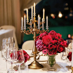 Candelabro de Metal Dorado de Alta Calidad, Moderno, de Tubo Acrílico, para Decoración de Mesa en Bodas y Fiestas, Centro de Mesa para Eventos - Product Image 1