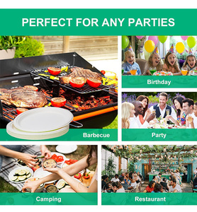 Assiettes en <span class=keywords><strong>carton</strong></span> blanc compostables personnalisées, robustes, pour gâteaux, hot-dogs, fêtes d'anniversaire, jetables, 9 et 10 pouces, avec logo, vente en gros - Product Image 4