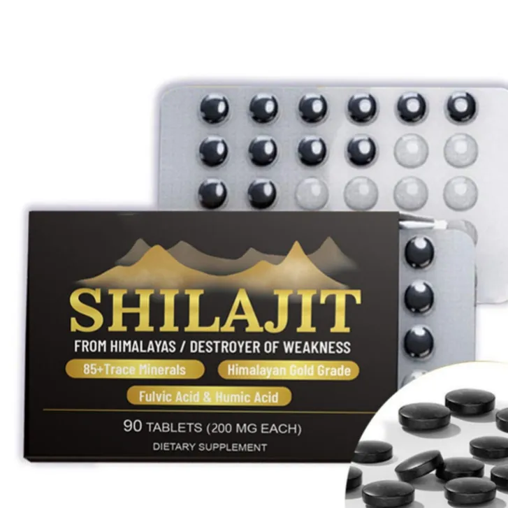 Original Himalayan Shilajit Resin Organic Pure Shilajit Tablet Box Packaging Immune System Booster Rich Fulvic Acid Capsule