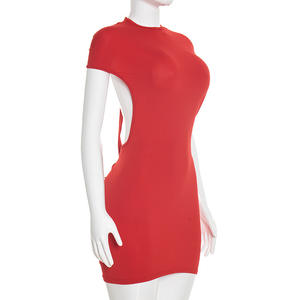 Robe d'été pour femmes Viviblook C26DS023, nouvelle robe décontractée unie, sexy, dos nu, moulante, mini robe de soirée - Product Image 4