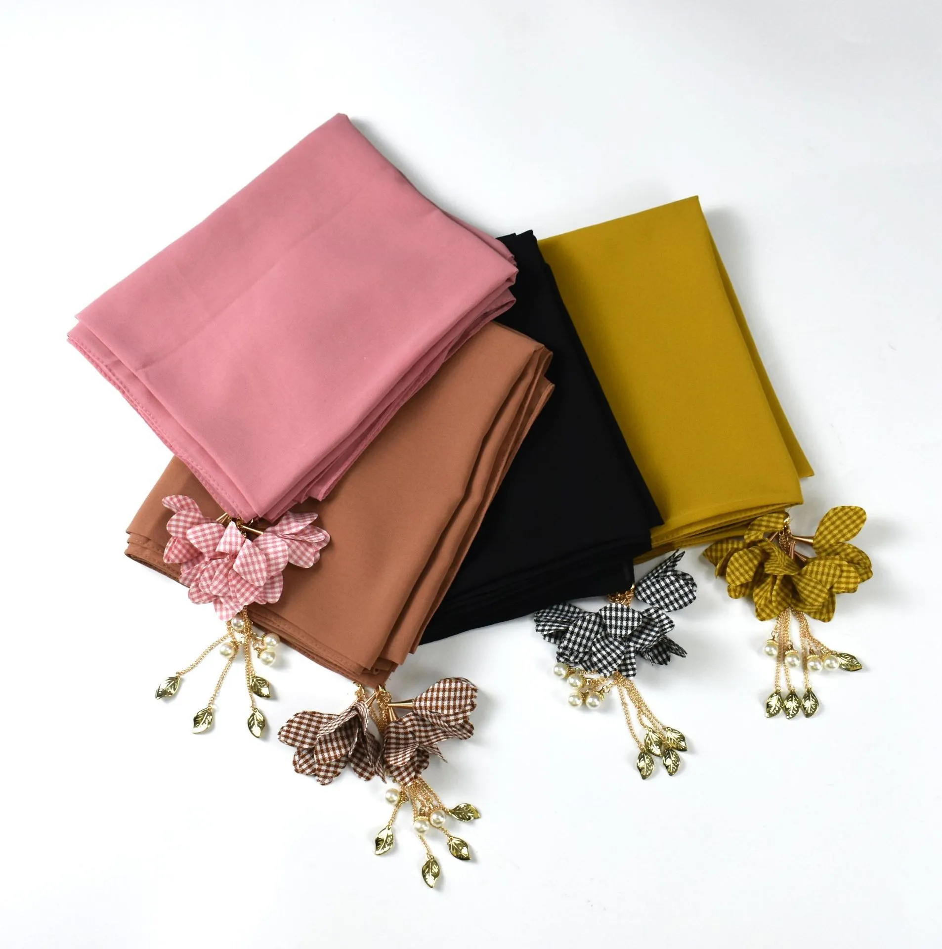 Scialle per kleid cloth silk hijab di alta qualità e abbinato undercap powder crepe satin design fashion foulard magnetico