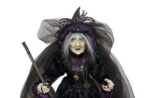 黑色吸血鬼万圣节女巫装饰品派对新奇老女巫家居娃娃桌子装饰布纤维摆件用品 - Product Image 3