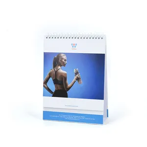 Custom high quality printing full color wire o binding cardboard paper desktop calendar