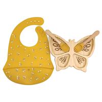 Ensemble de vaisselle pour enfants en bambou de qualité alimentaire, bol à ventouse en silicone, assiette d'alimentation, logo personnalisé, kit de repas pour bébé