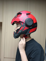 Nouveau design Casque de moto Iron Man à visière relevable, doublure lavable, toutes saisons, casque intégral pour moto