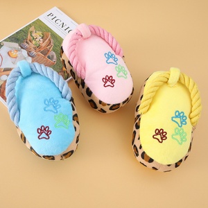 Produsen grosir mainan anjing ramah lingkungan berdecit mewah sandal tahan gigitan merangsang sendiri tali katun pembersih gigi - Product Image 2